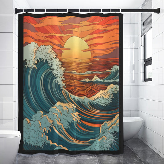 Japanese Sunrise: Shower Curtains 150（gsm）