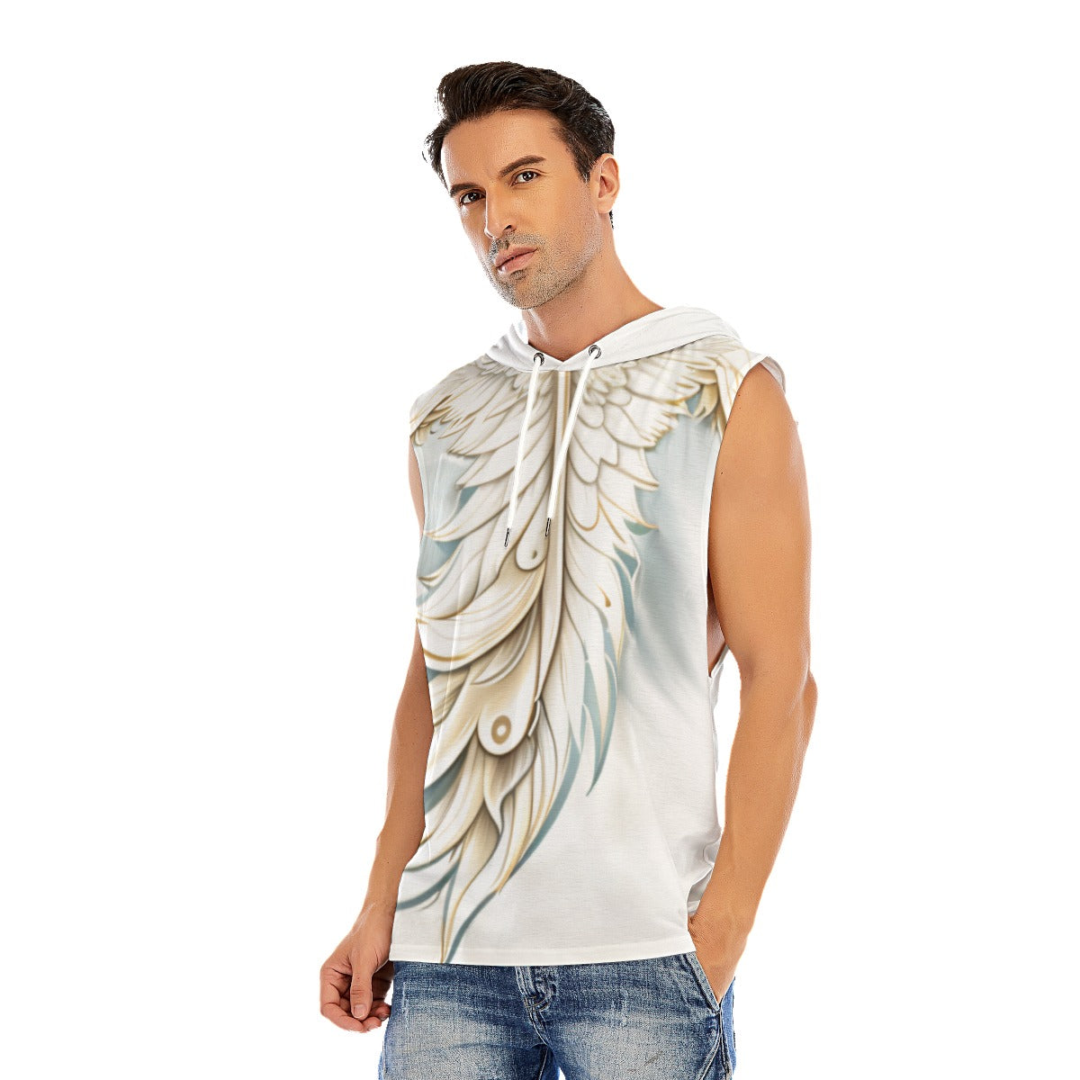 White Feather: Sleeveless Pullover Hoodie