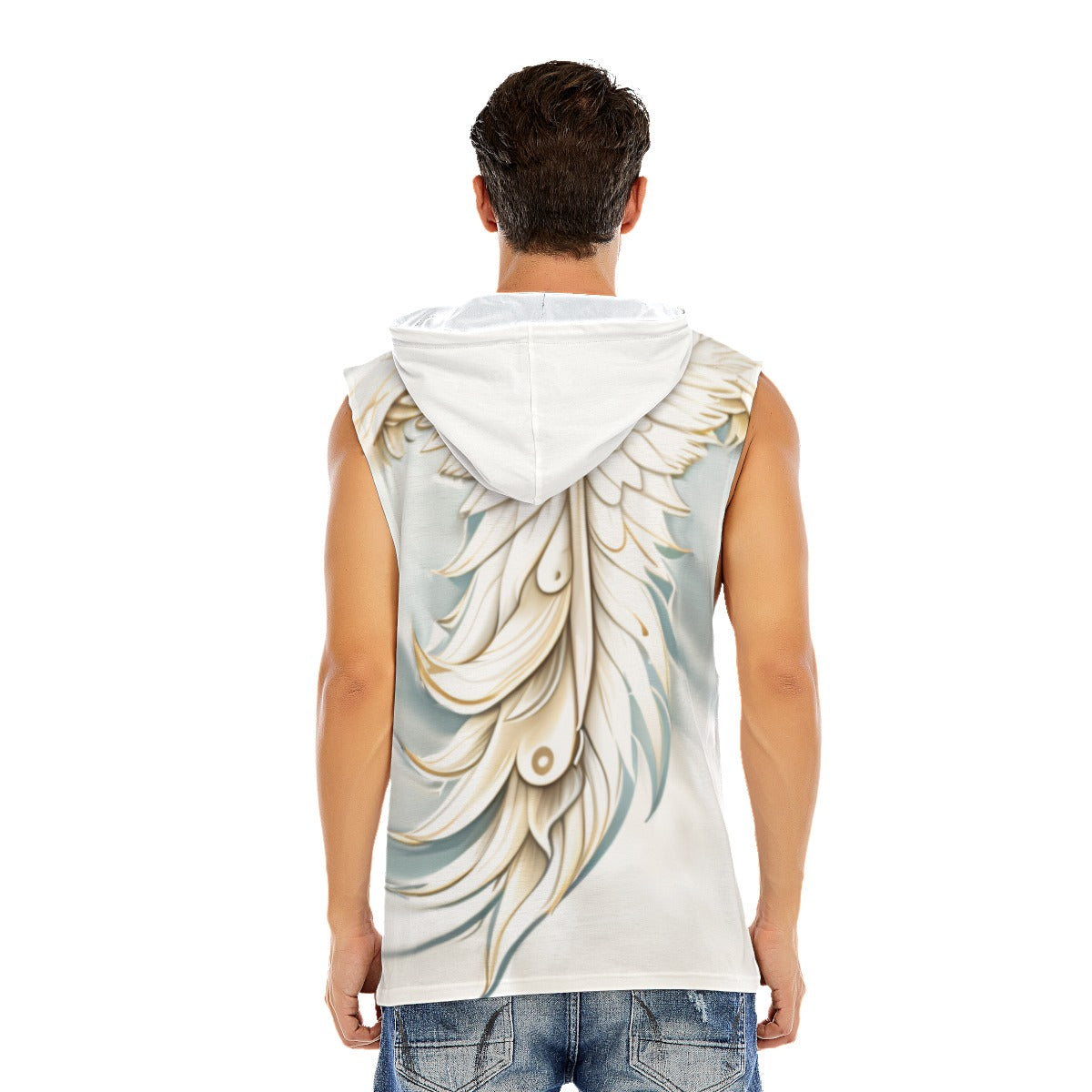 White Feather: Sleeveless Pullover Hoodie