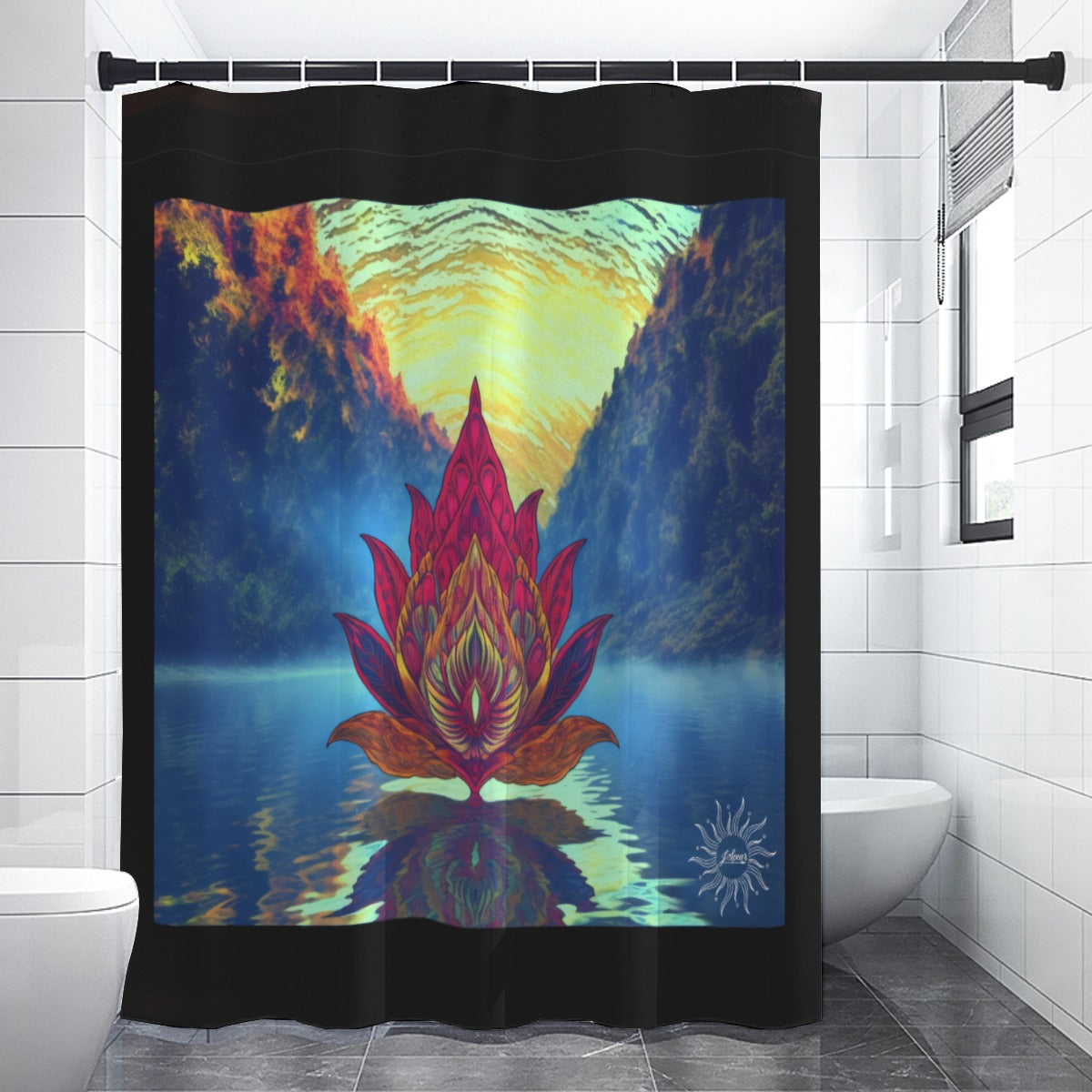 Lotus on Water: Shower Curtains 150（gsm）